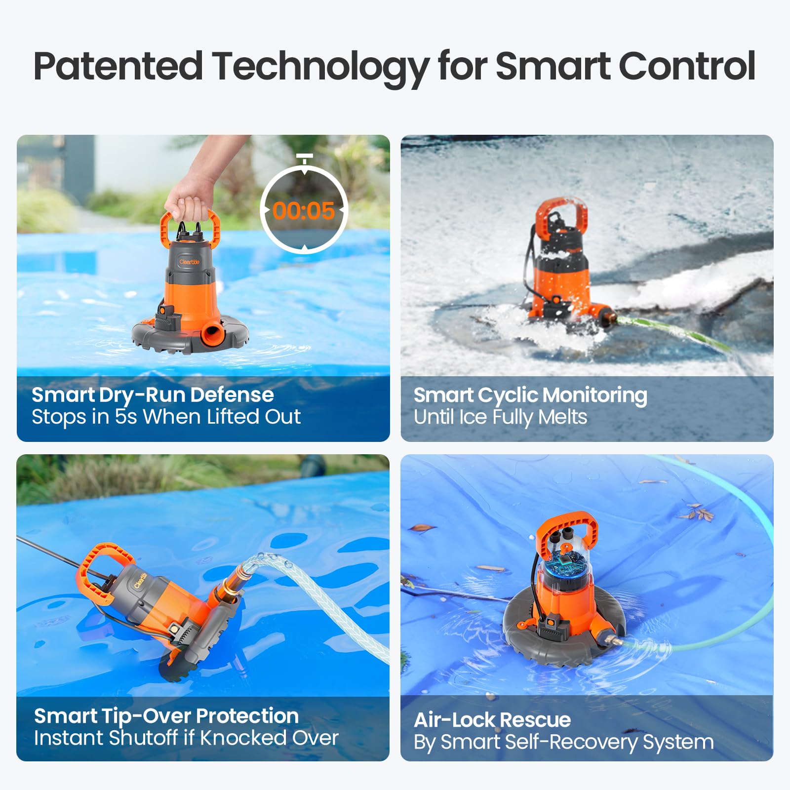 Automatic Swimming Pool Cover Pump - Up to 1/3 HP, 2790 GPH, 30 Ft