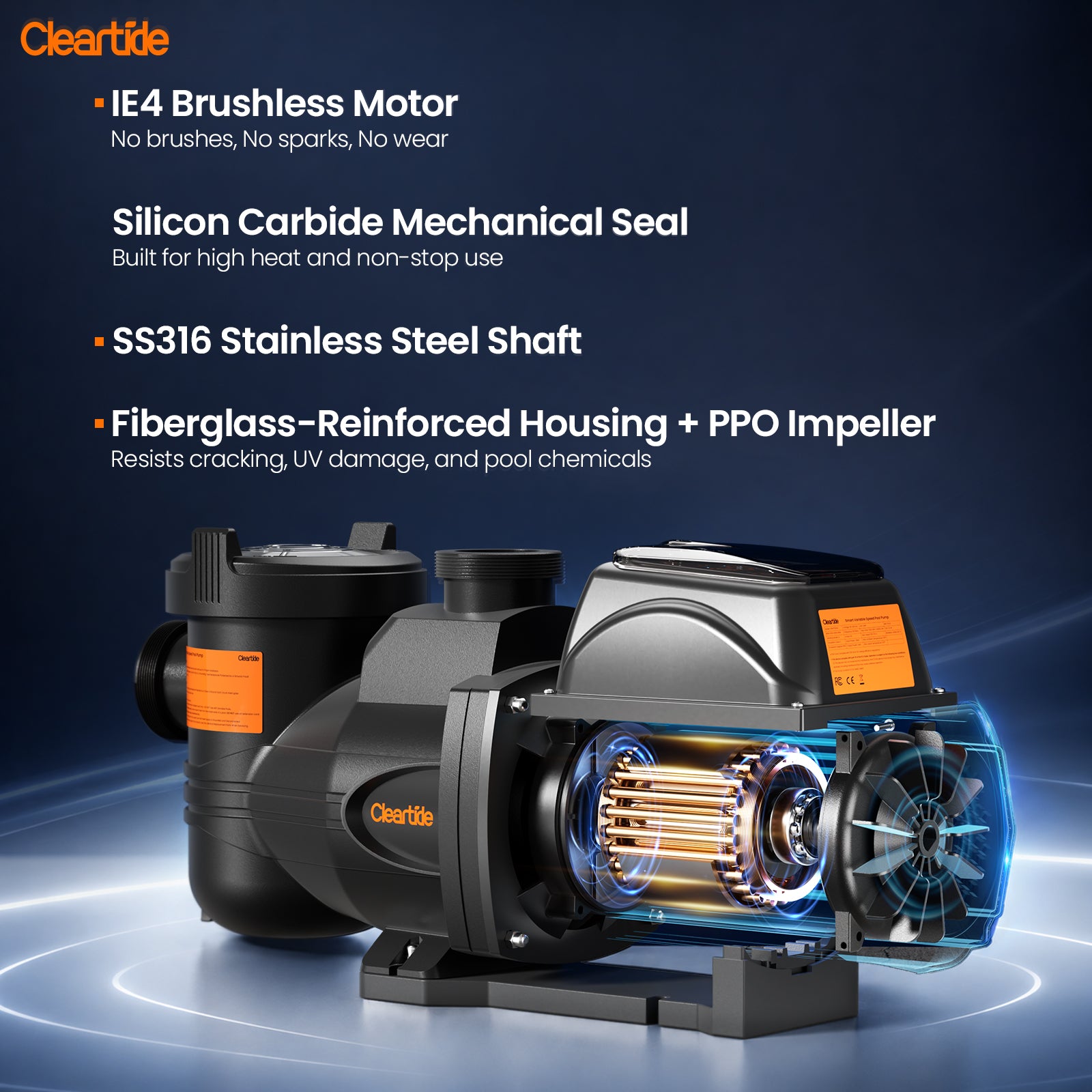 Smart Variable Speed Pool Pump with App Control – 2 HP, 90% Energy Saving, Ultra Quiet 45dB