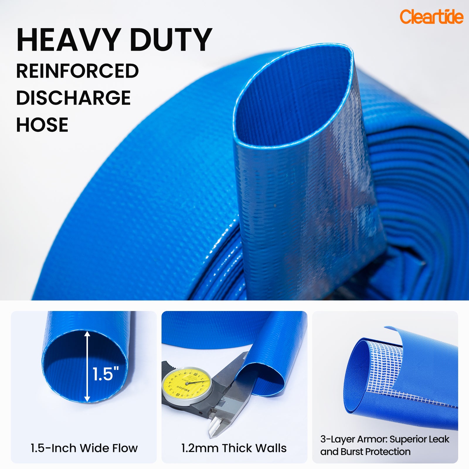 Pool Backwash Drain Hose with Camlock Fittings