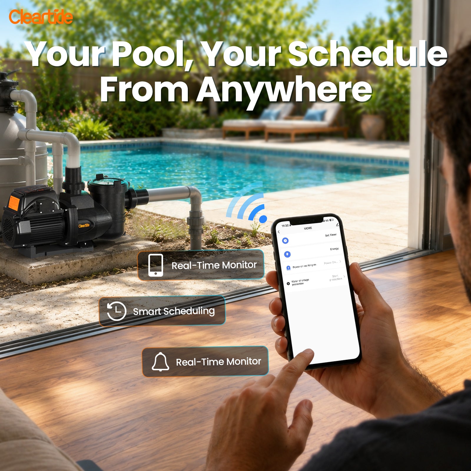 Smart Variable Speed Pool Pump with App Control – 2 HP, 90% Energy Saving, Ultra Quiet 45dB